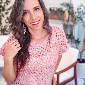 CROCHET PATTERN + VIDEO Circle Leaf Crochet Top Pattern Summer Lace Crochet Shirt – Seamless Top Down Pattern – Size Inclusive xs–5X bild 5