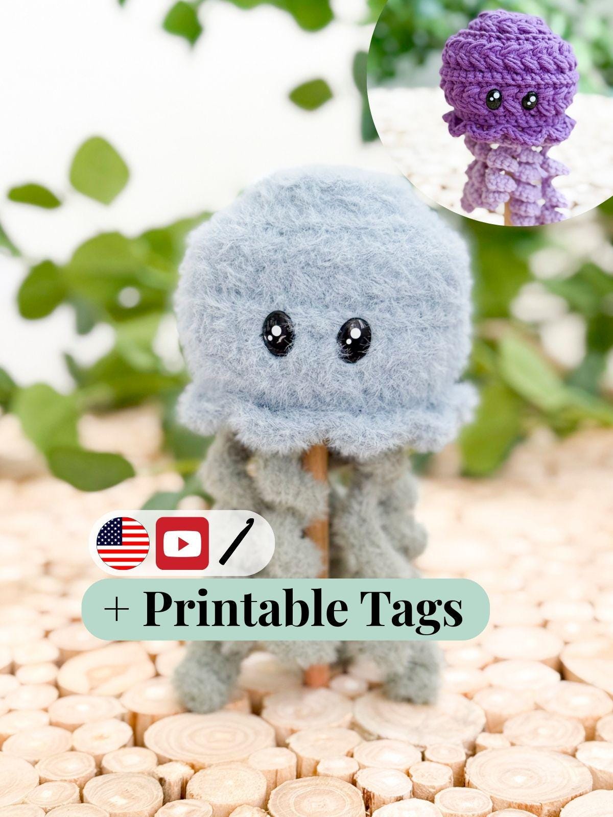 39 Crochet Jellyfish Patterns: Amigurumi, Rattles, Squish, and Keychains 8 Crochet Pattern + Video Wheat Stitch Jellyfish Crochet
