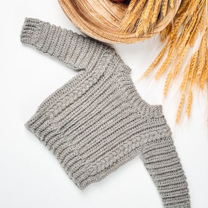 CROCHET PATTERN + VIDEO Autumn Wheat Crochet Baby to Child Sweater Pattern Sizes. Easy Crochet Pattern & Beginner Friendly - Crocheted Flat