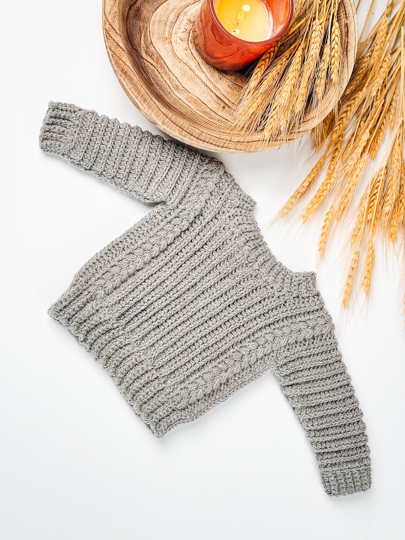 Autumn Wheat Crochet Baby to Child Sweater Pattern Sizes. Video Tutorial Included. Easy Crochet Pattern & Beginner Friendly Crocheted Flat Bild 5