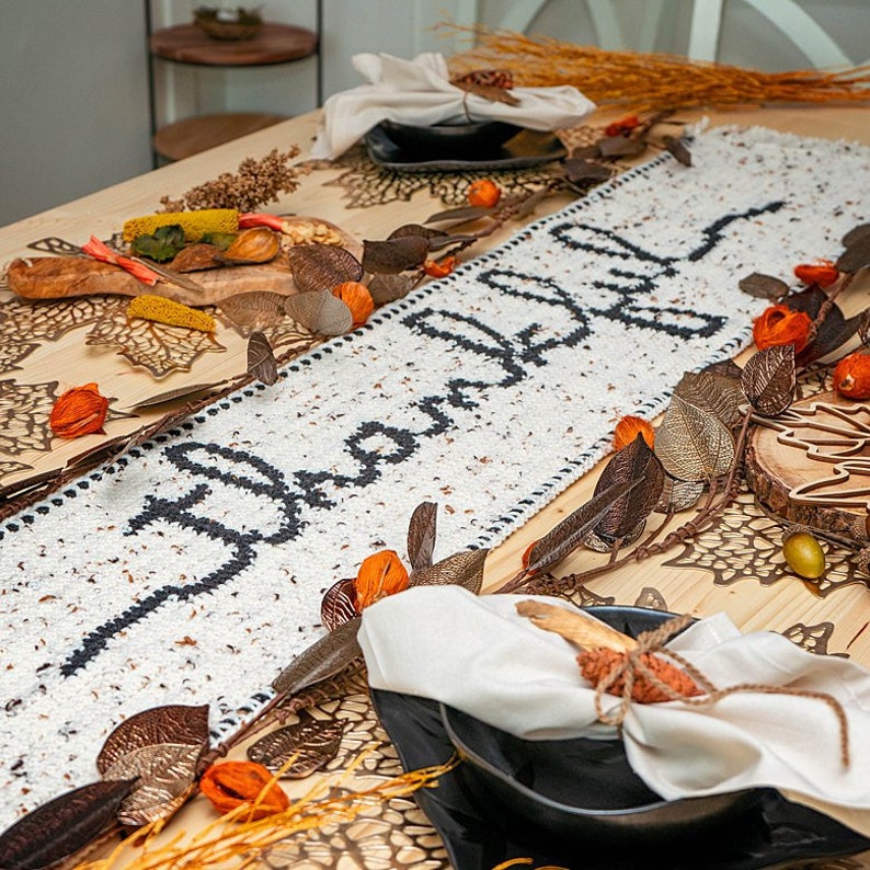 Thankful Crochet Table Runner Pattern Home Decor Instant Etsy