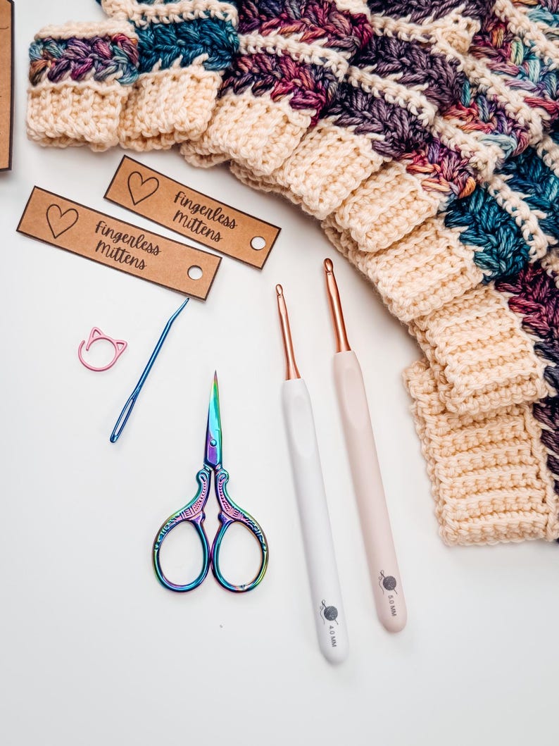 CROCHET PATTERN + VIDEO Wheat Stitch™ Fingerless Mittens Crochet Pattern, 8 Sizes Newborn–Adult, Textured Crochet Mitts Instant Download image 9