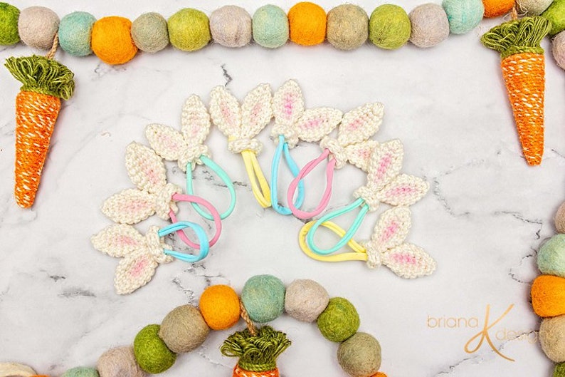 Bunny Easter Hair Tie Crochet PATTERN Instant Download, Hair Accessory Girls image 4