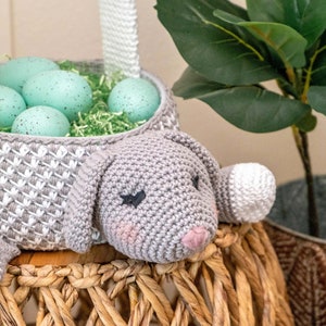 Bunny Easter Basket Crochet PATTERN Instant Download, Toy or Storage Basket, Video Tutorial for the Bunny Basket Included image 2