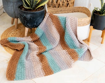 Alpine Stitch Crochet Blanket Pattern in 18 sizes! This beautiful blanket has chart and video tutorial.  Instant Download PDF Pattern