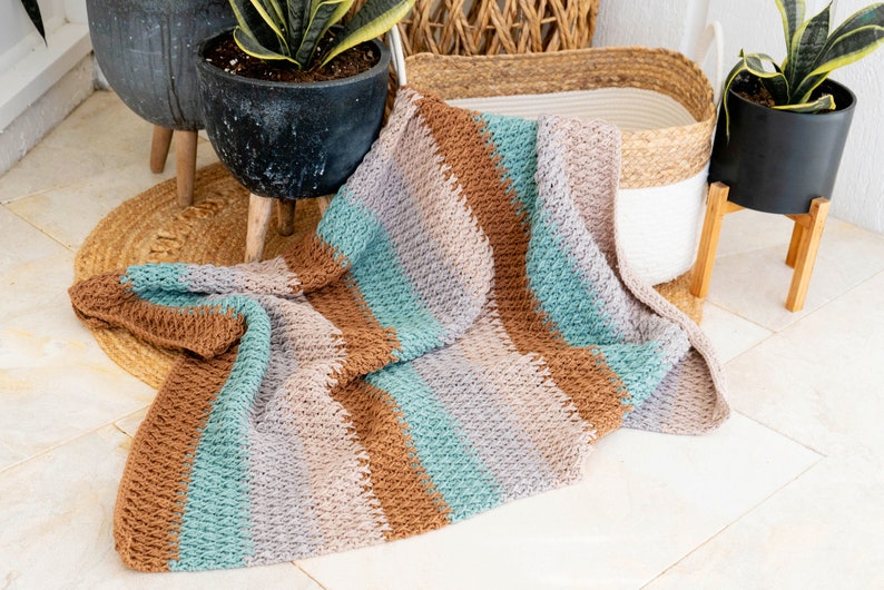 Alpine Stitch Crochet Blanket Pattern in 18 sizes This beautiful blanket has chart and video tutorial. Instant Download PDF Pattern image 1