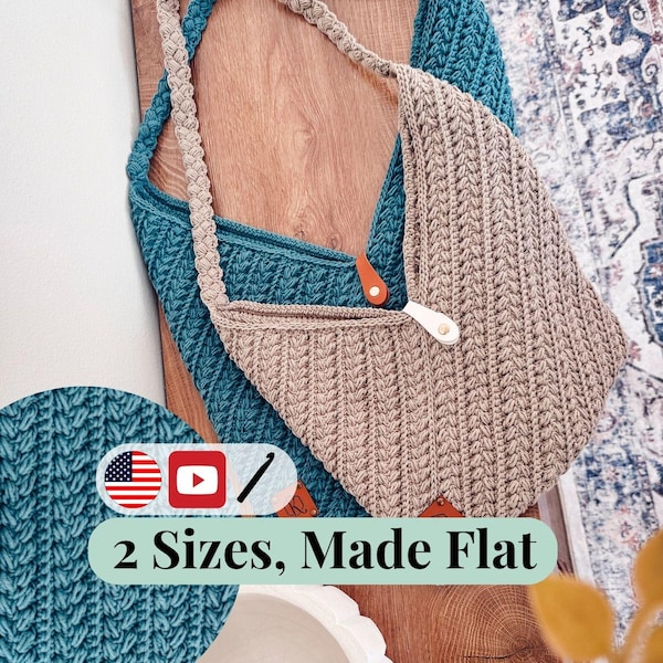 CROCHET PATTERN + VIDEO Wheat Stitch™ Crochet Bag Pattern with Easy Rectangle Construction and in 2 Sizes. Crochet Tote, Purse, Easy Crochet