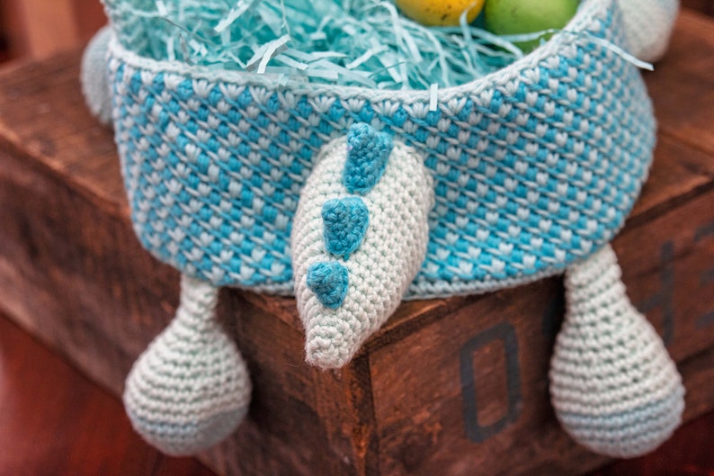 Dinosaur Easter Basket Crochet PATTERN Instant Download, Toy Storage Basket image 8