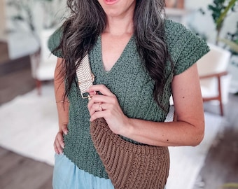 CROCHET PATTERN + VIDEO Summer House Crossbody Crochet Bag Pattern. Easy One Piece Crochet Bag with Video Tutorial & Written Pattern