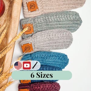 CROCHET PATTERN + VIDEO Autumn Wheat Crochet Mittens in 6 Sizes Newborn to Adult Easy Crochet Pattern & Beginner Friendly - Crocheted Flat