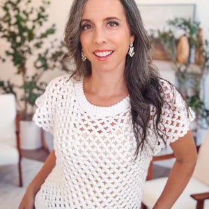 CROCHET PATTERN + VIDEO Circle Leaf Crochet Top Pattern Summer Lace Crochet Shirt – Seamless Top Down Pattern – Size Inclusive xs–5X bild 4