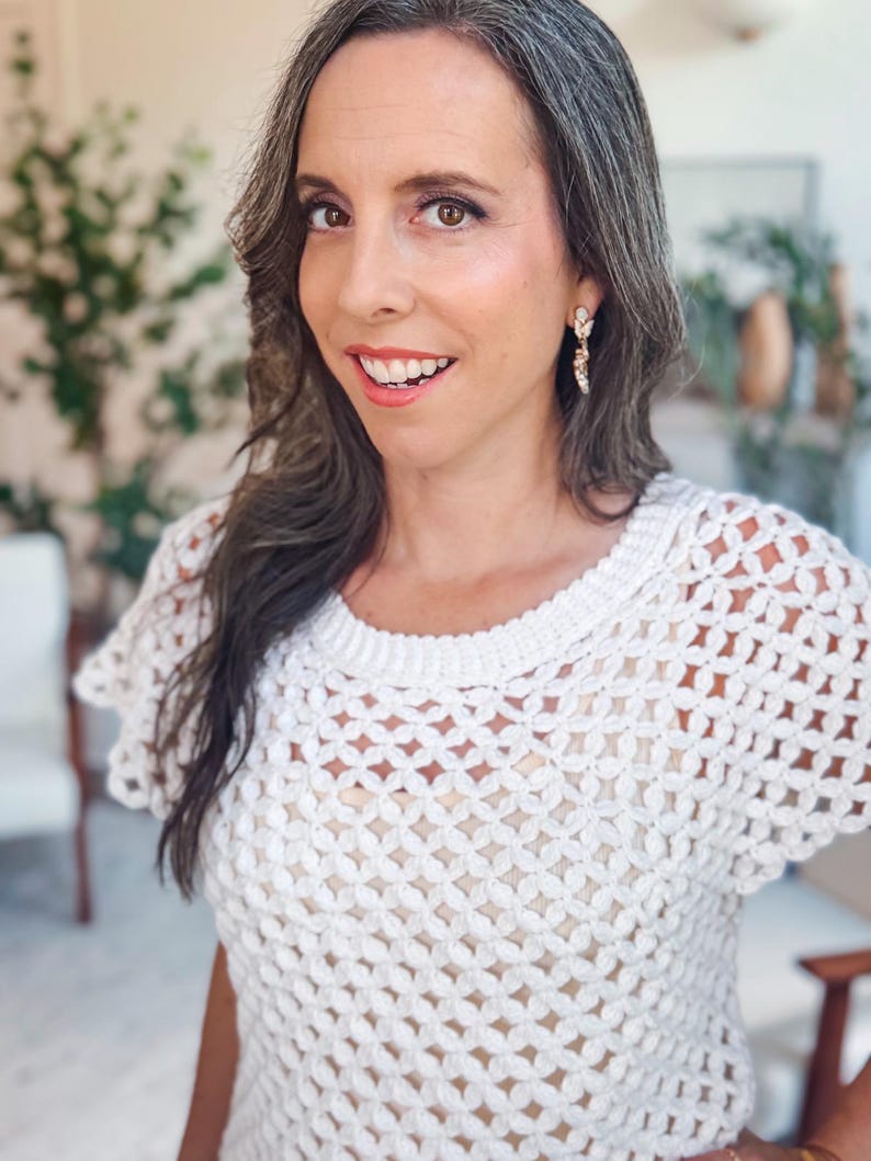 CROCHET PATTERN + VIDEO Circle Leaf Crochet Top Pattern Summer Lace Crochet Shirt – Seamless Top Down Pattern – Size Inclusive xs–5X bild 9