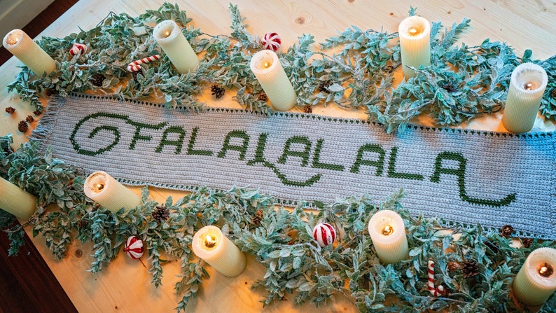 Falalalala Crochet Table Runner Pattern Home Decor, Instant Download PDF Crochet Pattern, Includes Chart, Holiday Fall Decor Crochet Pattern image 8