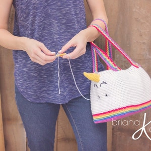 Crochet Pattern Unicorn Farts Project Bag Tote Yarn Bag, Instant Download, Handbag accessory, easy to follow crochet pattern instructions image 4