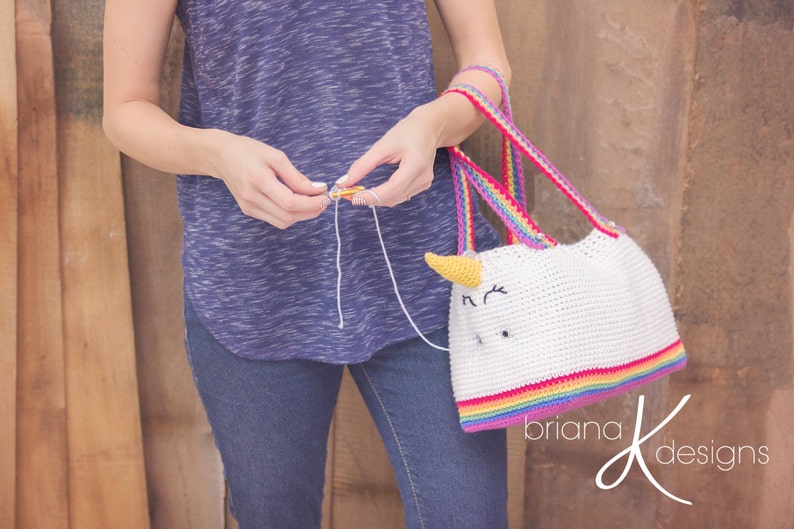 Crochet Pattern Unicorn Farts Project Bag Tote Yarn Bag, Instant Download, Handbag accessory, easy to follow crochet pattern instructions image 4