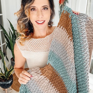 Alpine Stitch Crochet Blanket Pattern in 18 sizes This beautiful blanket has chart and video tutorial. Instant Download PDF Pattern image 9