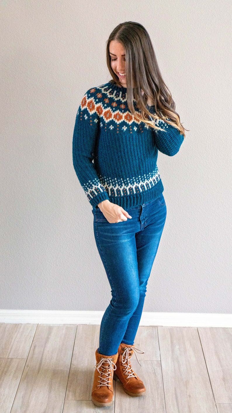 Fawning over you Colorwork Crochet Sweater Instant Download PDF Pattern, XS to 5X sizes, Pullover Crochet Colorwork Pattern, Video Tutorial image 8