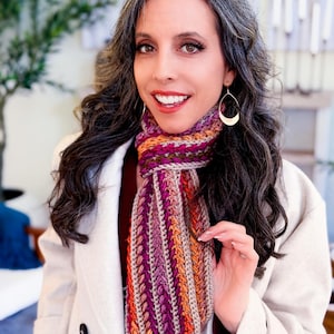 CROCHET PATTERN + VIDEO + App, Wheat Stitch™ Textured Scarf, Any Size Yarn Guide, Printable Tags, Cozy Winter Wrap Gift, Instant Download