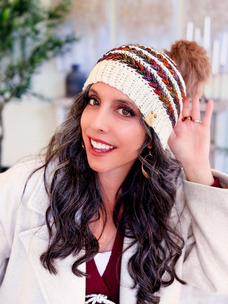 CROCHET PATTERN + VIDEO Wheat Stitch™ Crochet Beanie Pattern | Puff Stitch Hat Pdf Easy Crochet Hat Tutorial in 8 Sizes + Gift Tag Printable image 3