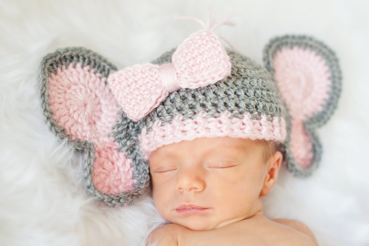 Costume Bébé éléphant Crocheté Main - Taille 3-6 Mois, Accessoire Photo Baby Shower, Fait Main USA