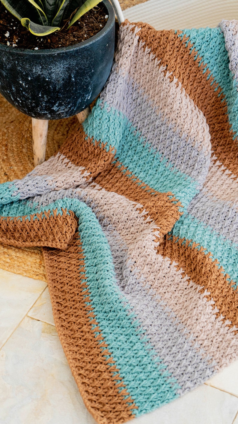 Alpine Stitch Crochet Blanket Pattern in 18 sizes This beautiful blanket has chart and video tutorial. Instant Download PDF Pattern image 3
