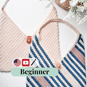 CROCHET PATTERN + VIDEO Just a Rectangle Crochet Danbury Bag Pattern. Easy Construction from a Rectangle! Beginner Crochet Bag Pattern