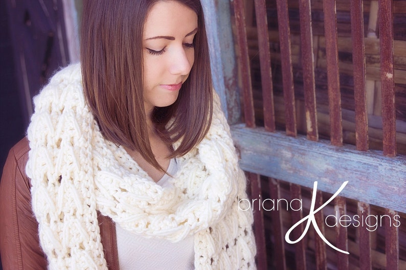 Alamos Scarf Crochet PATTERN, in 2 Size Options, Instant Download image 1