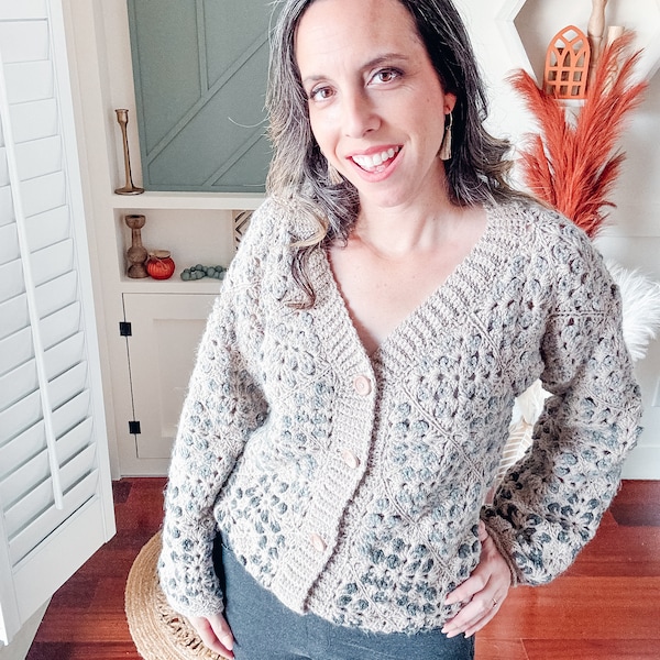 Crochet Granny Square Cardigan & Sweater Pattern in Sizes XS to 5X and Includes a Video Tutorial + Charts