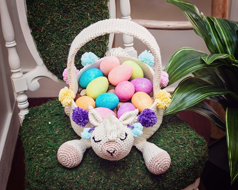 Llama Easter Basket Crochet PATTERN Instant Download, Toy Storage Basket, No Drama Llama image 6