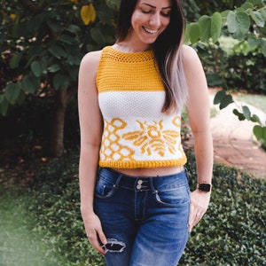 Queen Bee Crochet Tank Top Pattern, Instant Download PDF, Size XX-Small to 5x Crochet Pattern, Spring & Summer Women's Wear Fashion image 3