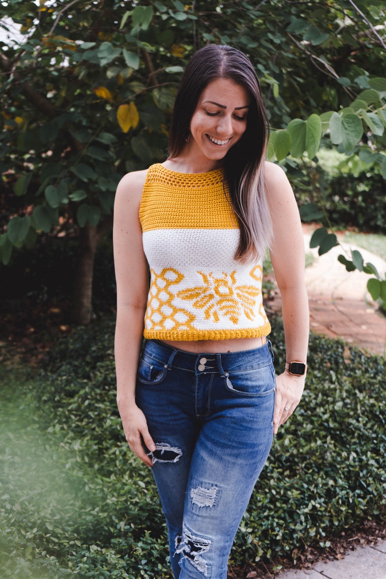 Queen Bee Crochet Tank Top Pattern, Instant Download PDF, Size XX-Small to 5x Crochet Pattern, Spring & Summer Women's Wear Fashion image 3