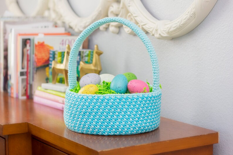 Dinosaur Easter Basket Crochet PATTERN Instant Download, Toy Storage Basket image 4