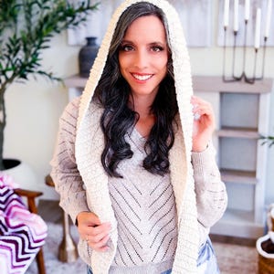 CROCHET PATTERN + VIDEO Wheat Stitch™ Hooded Scarf Crochet Pattern Hood Scarf Pdf Winter Accessory Wrap + Video Tutorial image 4