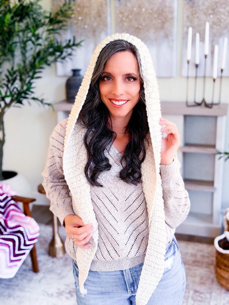 CROCHET PATTERN + VIDEO Wheat Stitch™ Hooded Scarf Crochet Pattern Hood Scarf Pdf Winter Accessory Wrap + Video Tutorial image 4