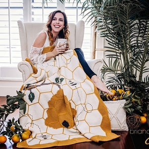 Buzzing Beehive Crochet Blanket Instant Download PDF Pattern, Home Decor, Hexagon Quilt Style Crochet image 7