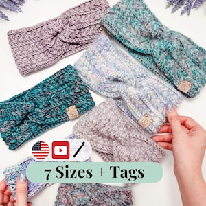 CROCHET PATTERN + VIDEO Wheat Stitch Earwarmer Crochet Pattern Pdf Headband Instant Download | 7 Sizes Baby to Adult | Beginner-Friendly