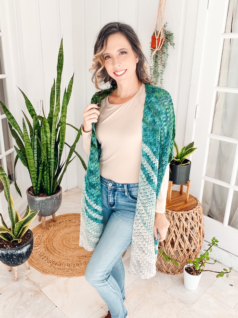 On The Bias Suzette Shawl Crochet PATTERN Instant Download, One Size Easy Crochet Shawl Pattern Video Tutorial image 2