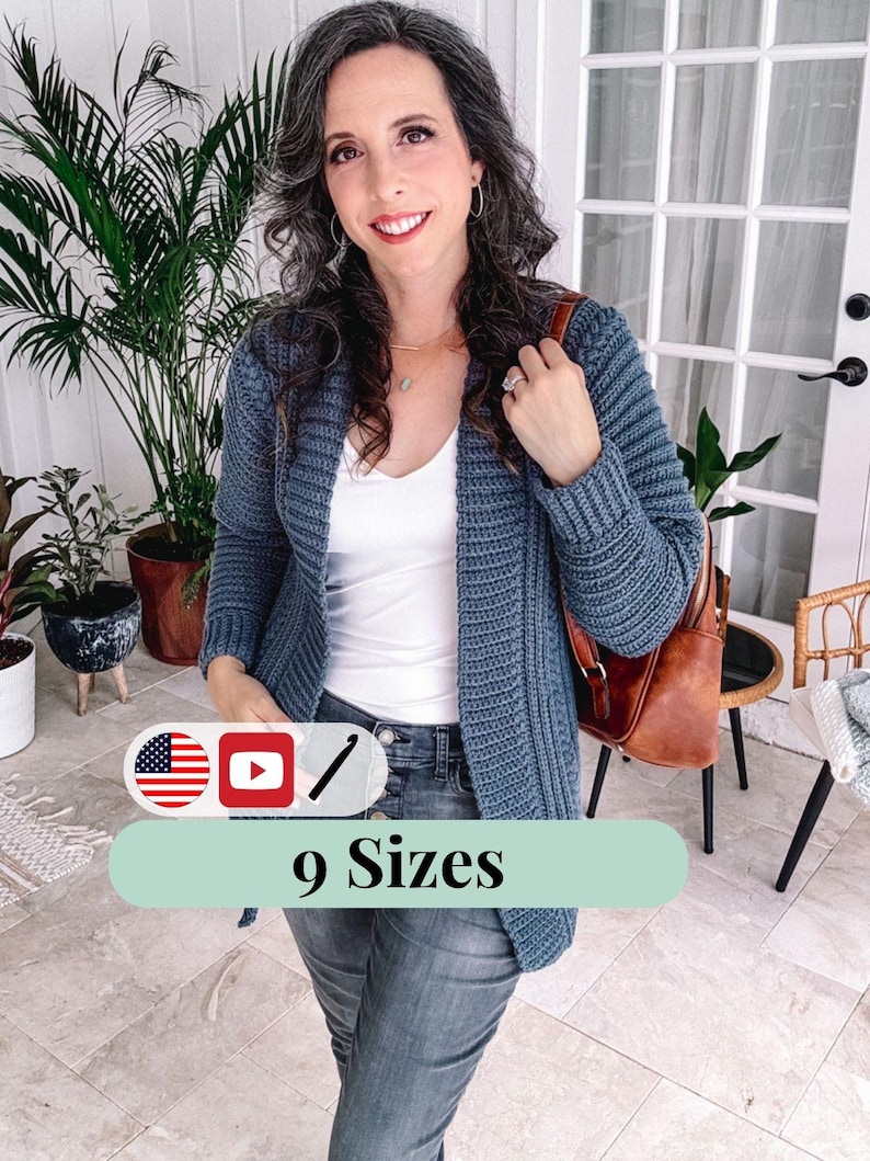 CROCHET PATTERN + VIDEO Easy Flat Crochet Cardigan Pattern with a Ribbed Crochet Style, Size-Inclusive from xs-5X, Autumn Wheat Cardigan. image 1