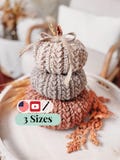 CROCHET PATTERN + VIDEO Pumpkin Spice Wheat Stitch™ Crochet Pumpkin Trio Pattern - Diy Fall Decor, Easy Stackable Pumpkins, Crocheted Flat.