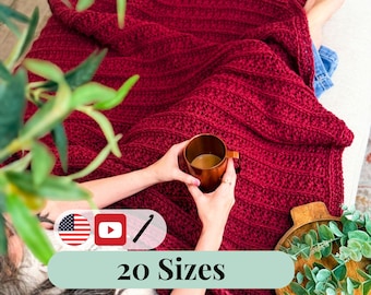 CROCHET PATTERN + VIDEO Petal Loop Stitch Blanket Crochet Pattern | Textured Crochet Blanket Pattern | Baby to King Size Cozy Throw Pattern