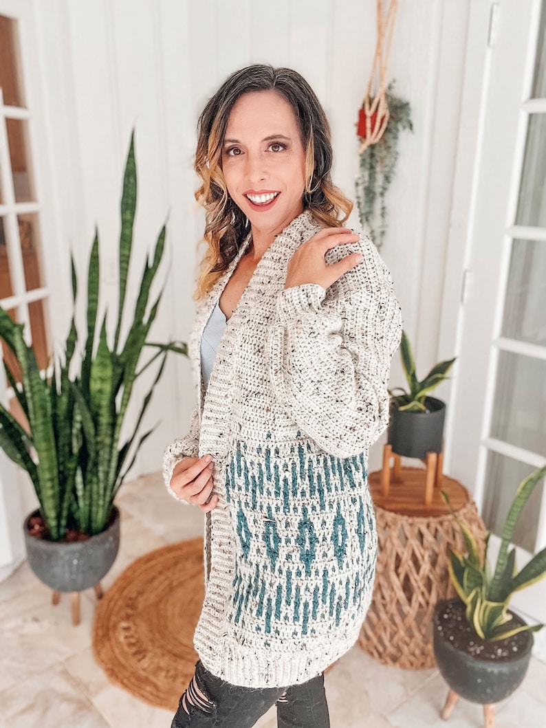 Learn to Crochet an Incredible Cardigan Using the Mosaic Crochet Technique, Instant Crochet Pattern Download, Women's Crochet Cardigan Cozy image 1