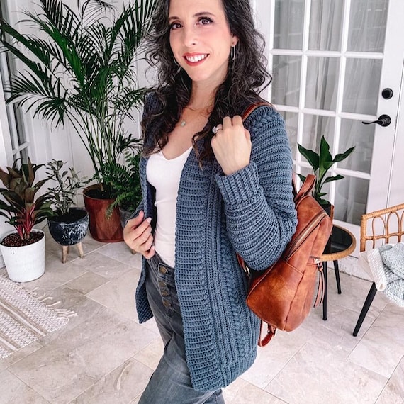 CROCHET PATTERN + VIDEO Easy Flat Crochet Cardigan Pattern with a Ribbed Crochet Style, Size-Inclusive from xs-5X, Autumn Wheat Cardigan.