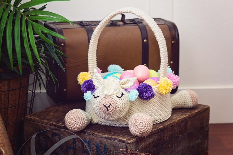 Llama Easter Basket Crochet PATTERN Instant Download, Toy Storage Basket, No Drama Llama image 7