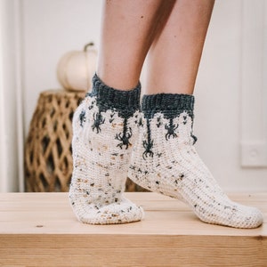 Creepy Crawly Spider Crochet Sock Pattern, Instant Download, Easy to follow crochet pattern with video, footwear fashion, intermediate image 9