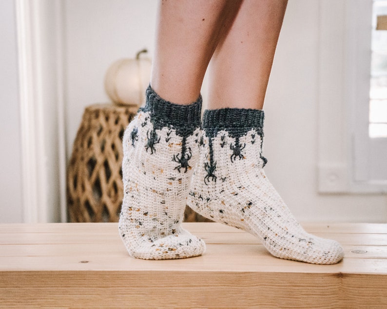 Creepy Crawly Spider Crochet Sock Pattern, Instant Download, Easy to follow crochet pattern with video, footwear fashion, intermediate image 9