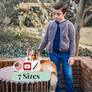 CROCHET PATTERN + VIDEO Cascade Child Cardigan Crochet Pattern, Kids Crochet Cardigan Pattern in Sizes 1 Year to 12 Years.