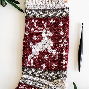 Prancing Deer Crochet Stocking image 3