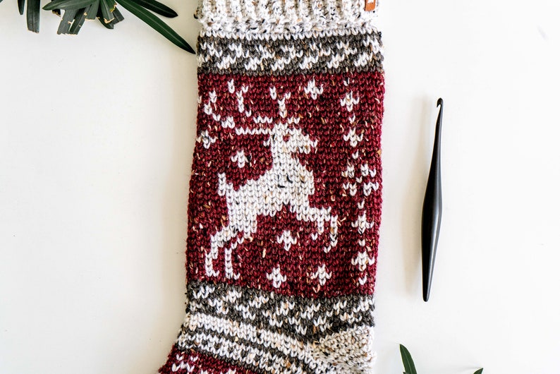 Prancing Deer Crochet Stocking image 3