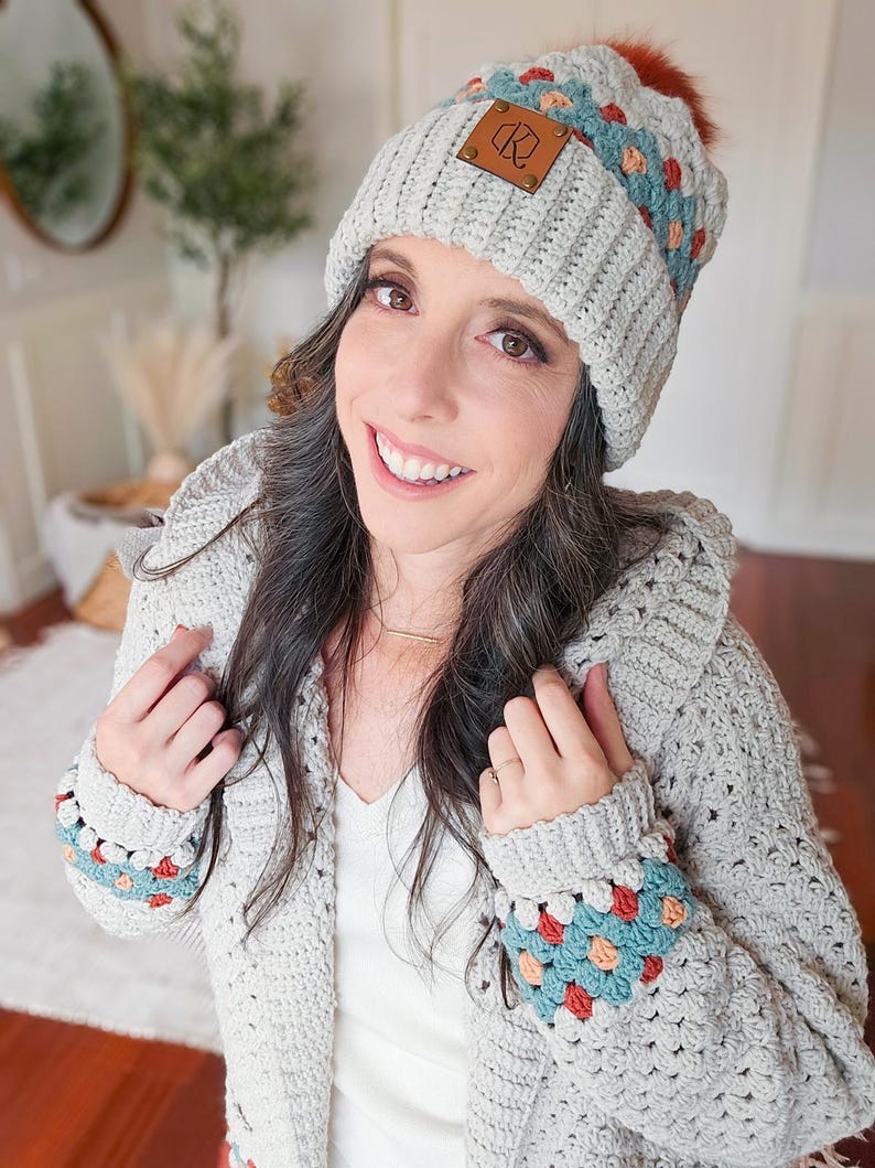 Gemstone Hues Crochet Beanie Pattern, Granny Stitch Diamond PDF Pattern