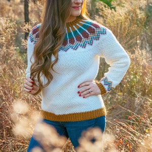 CROCHET PATTERN + VIDEO Traveler Fair Isle Crochet Sweater, xs to 5x sizes, Pullover Crochet Colorwork Pattern, Video Tutorial Incl. image 4